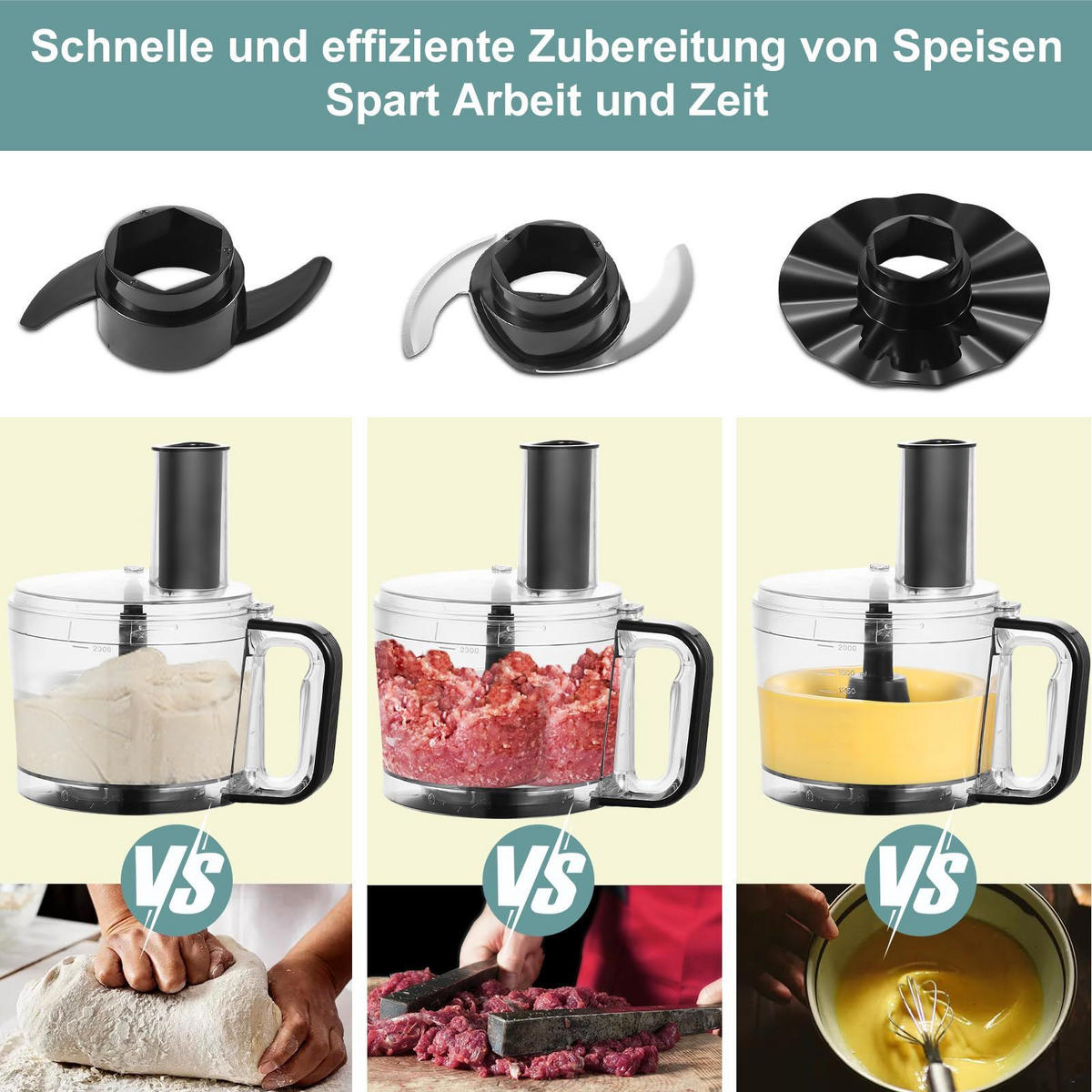 KÜCHENMASCHINE Schwarz mit Knetfunktion, Rührfunktion, Mixfunktion - Silberfarben, Kunststoff (26/39.5/28.3cm) - Korfee