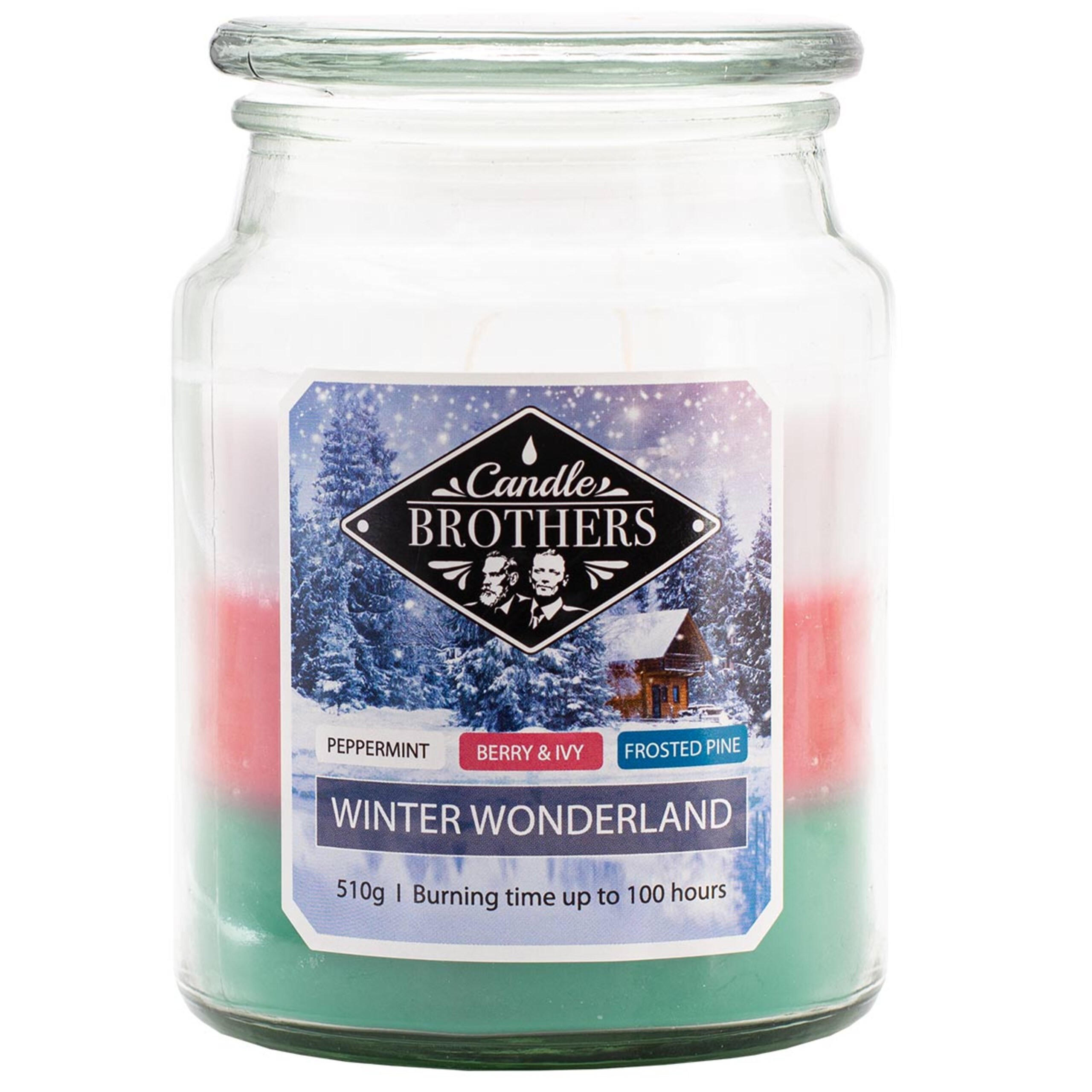 VONNÁ SVÍČKA Vícebarevná Winter Wonderland ve skle 100 h