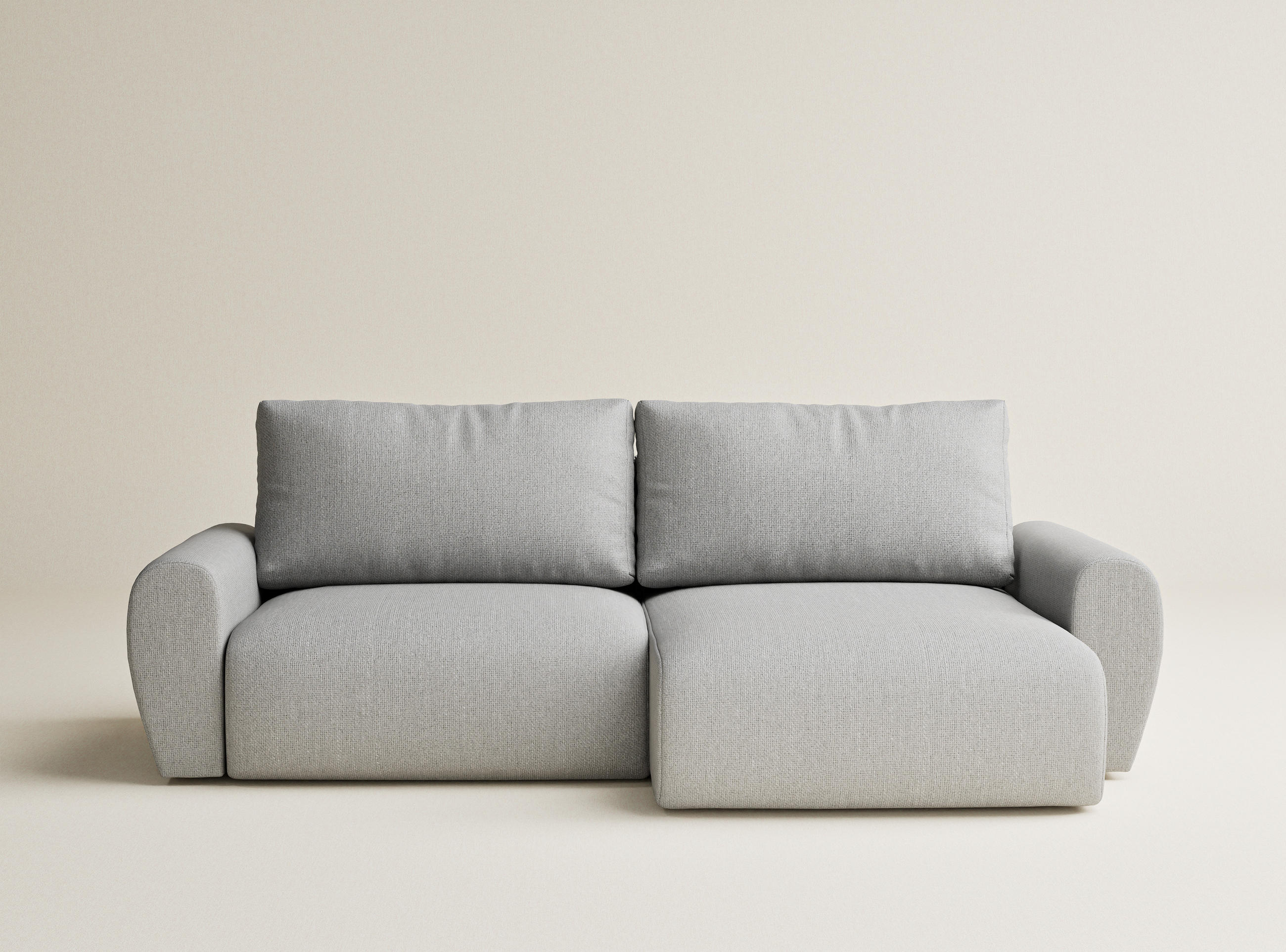 ECKSOFA MIT SCHLAFFUNKTION Numba Hellgrau Webstoff - Hellgrau/Schwarz, Holz/Holzwerkstoff (253/153cm) - Maison de Reve