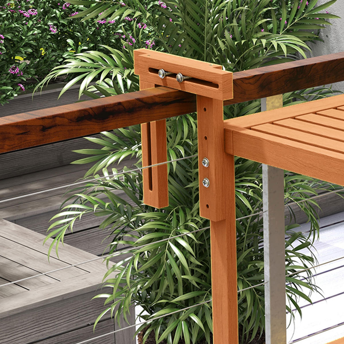 BALKONTISCH DE-07804 klappbar, höhenverstellbar, wetterbeständig Teak - Teakfarben, Holz (68/65/55cm) - ComfortXL