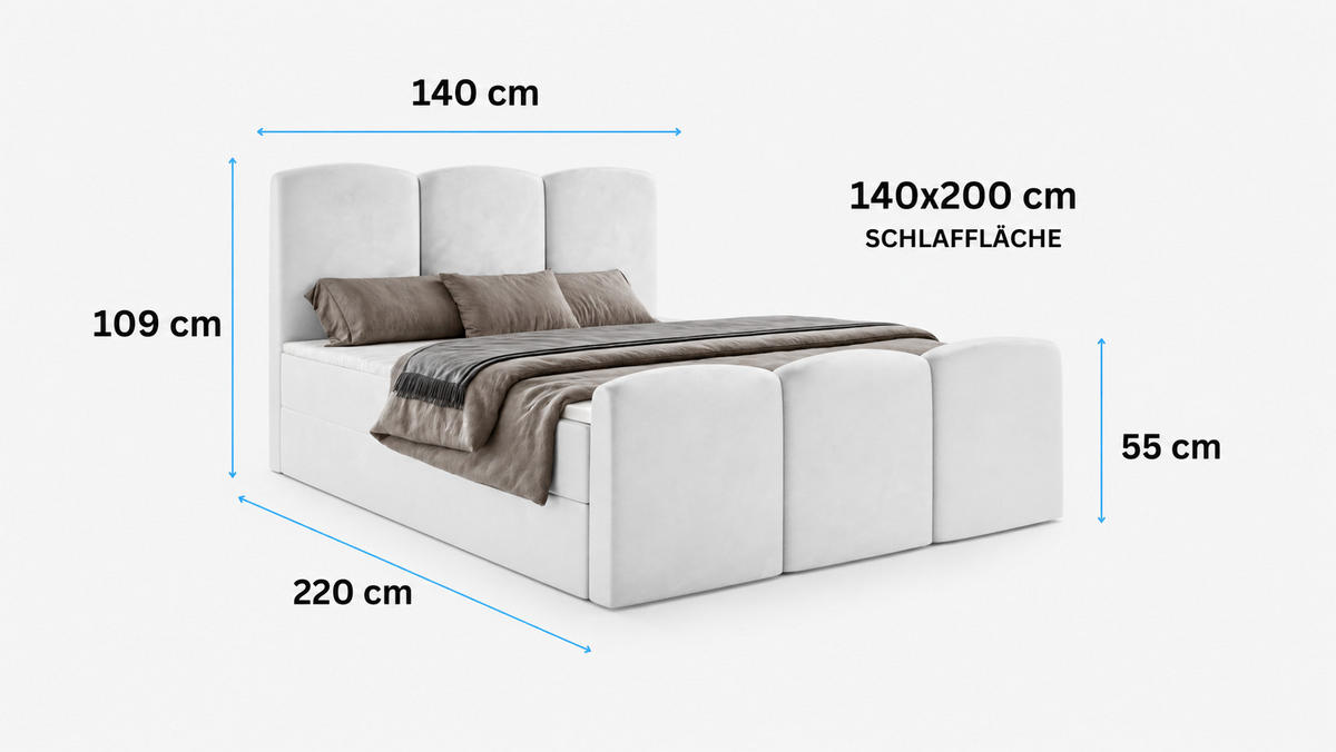 BOXBETT SAVIO 140x200 cm mit Bettkasten, Bonell-Matratze H3 und Topper – Samt Altrosa - Altrosa, Textil (140/200cm) - Luxkor24