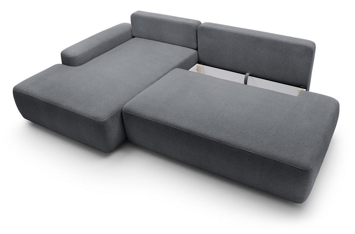 ECKSOFA 275 cm mit Schlaffunktion Orea O, Links, Dunkelgrau - Dunkelgrau, Holz (276/164cm) - Emporius