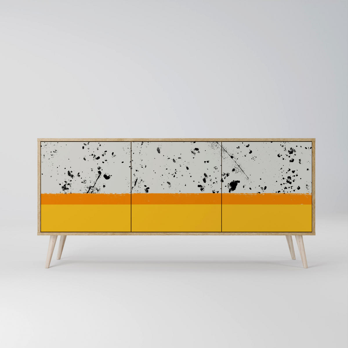 SIDEBOARD DYED BY ORANGE, Eicheneffekt, 164,5x42x77,5 cm, 3 Türen - Eichefarben/Buchefarben, Holzwerkstoff/Buchenholz (164.5/77.5/42cm) - SpaceRebels