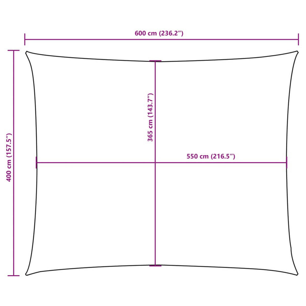 SONNENSEGEL Oxford-Gewebe Rechteckig 4/6 M Anthrazit - Anthrazit, Textil (400/600cm) - vidaXL