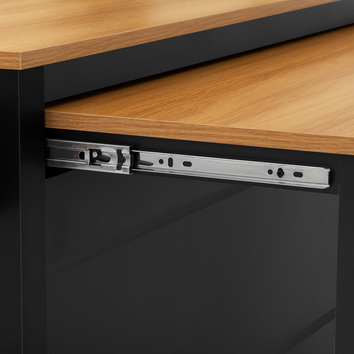 KÜCHENINSEL DE-41118 120/40-75/92 cm mit Ladestation Schwarz - Schwarz, Holzwerkstoff (120/92/40cm) - ComfortXL