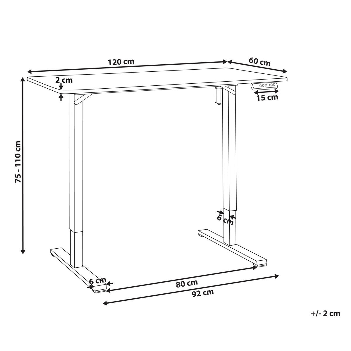 SCHREIBTISCH elektrisch höhenverstellbar 120/60 cm Weiß Tavares - Weiß, Holzwerkstoff/Metall (60/120/75cm) - Beliani