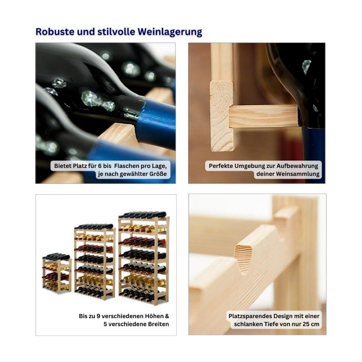 WEINREGAL Pinotwine 38x43x25 cm 12 Flaschen Massives Kiefernholz Braun Geölt - Braun, Holz (43/38/25cm) - PROREGAL