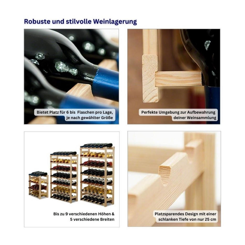 Thumbnail - Proregal Weinregal, Natur, Holz, Kiefer, Rechteckig, 43x38x25 cm, Wohnzimmer, Regale, Weinregale