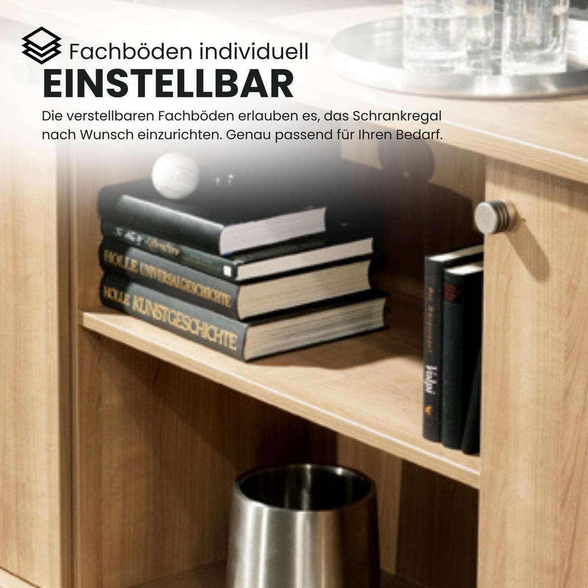 SIDEBOARD mit 2 Schübe & 2 Türen 44,8/166,1/84 cm in Nussbaumfarben/Silberfarben Knauf/Streifengriff - Silberfarben/Nussbaumfarben, Holzwerkstoff (166.1/84/44.8cm) - bümö