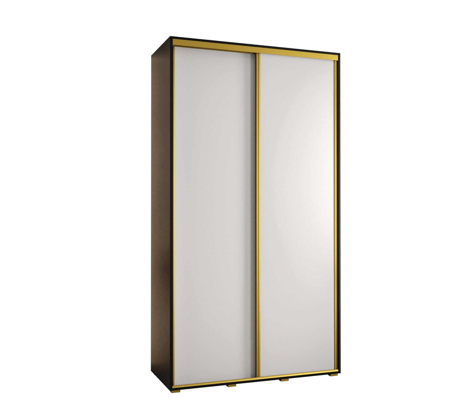 Abiks Möbel Schwebetürenschrank Schwarz, Weiß, Gold 140x235x60 cm