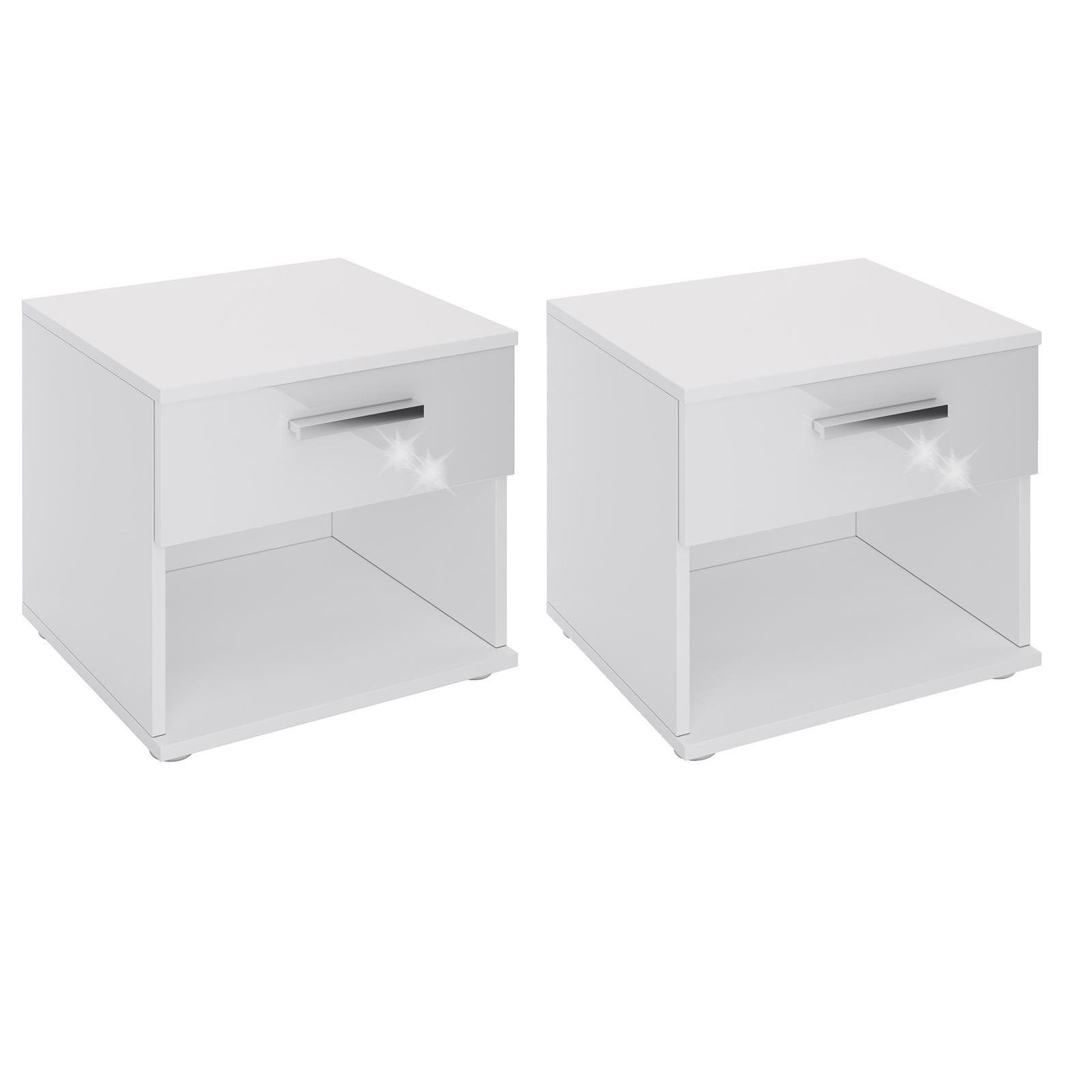 NACHTTISCH MARY 2ER-SET - Weiß Hochglanz, Holzwerkstoff (42/38/30cm) - CARO-Möbel