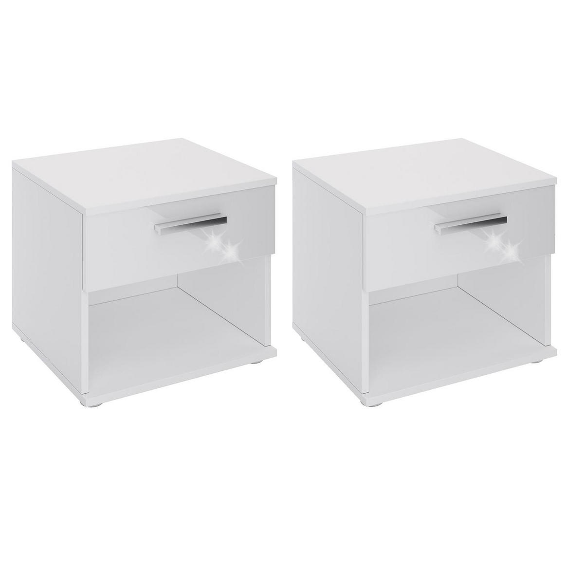 NACHTTISCH MARY 2ER-SET - Weiß Hochglanz, Holzwerkstoff (42/38/30cm) - CARO-Möbel