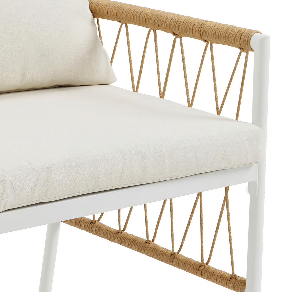 GARTENSETS aus Eisen & Polyester 159,5x77,5x75 cm Beige mit 1 Tisch & 6 Stühlen - Beige, Metall - Modfu
