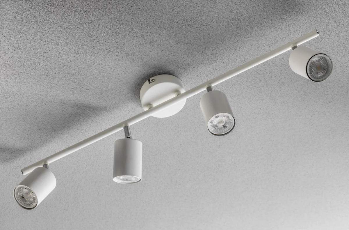 DECKENSTRAHLER BAR LICHT BUCHSE Weiß Vier Köpfe GU10 - Weiß, Metall (9/65/16.5cm) - CGC Europe