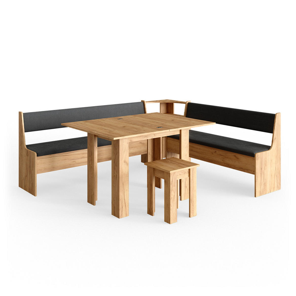 ECKBANKGRUPPE Roman Goldkraft Eiche 210 x 41.5 cm mit Tisch - Honigeiche/Anthrazit, Holzwerkstoff (210/80/180cm) - Vicco