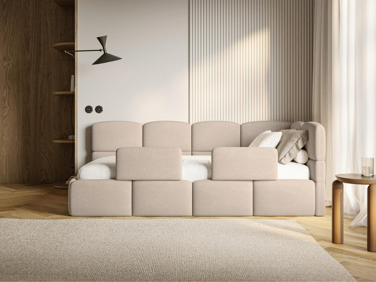 KINDERBETT Cloudy Beige 120 x 200 cm - Beige/Schwarz, Kunststoff/Textil (120/200cm) - Selsey