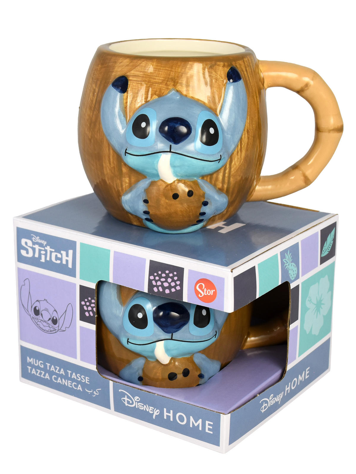 KAFFEEBECHER Disney Lilo und Stitch 3D Coconut Braun 400 ml - Braun, Keramik (0.4L) - Disney