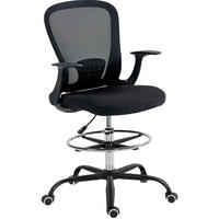 DREHSTUHL 62/59/99-119 cm schwarz aus Holz mit Netzrücken - Schwarz, Kunststoff (59/119/62cm) - OKWISH