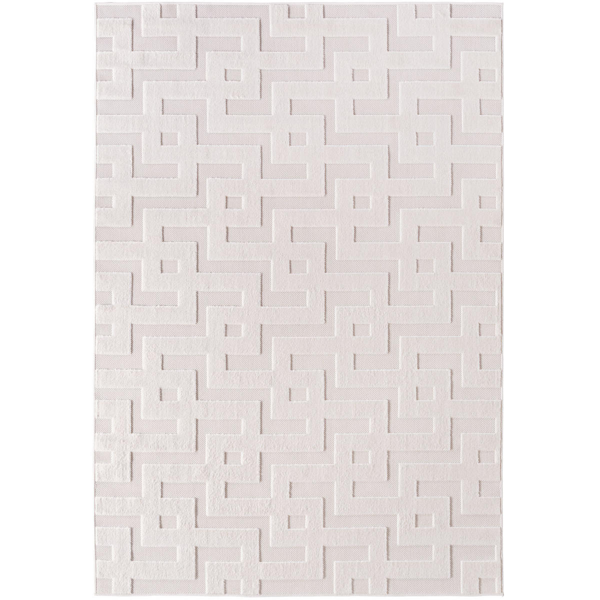 TEPPICH In-/Outdoor Kurzflor 3D-Wellenoptik Polypropylen Balkon Creme Rechteckig 140x200 - Creme, Textil (140/200cm) - KADIMA DESIGN