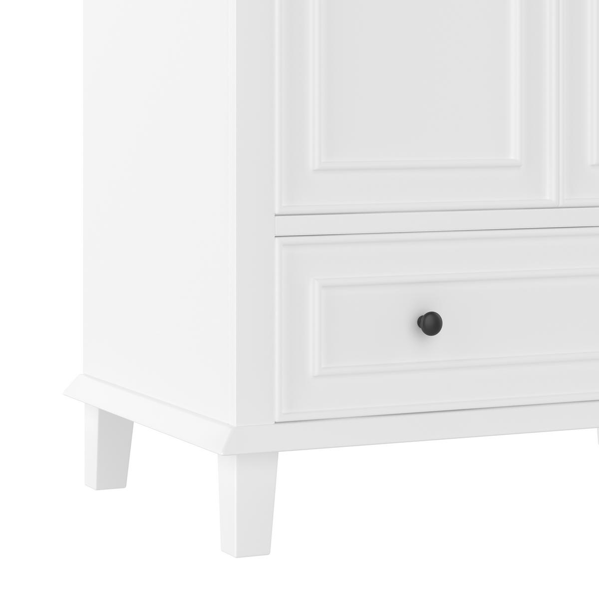 WASCHTISCHKOMBI 76x46x87cm in Weiß mit Massivholzbeinen & Keramikbecken - Weiß, Holzwerkstoff (76/87/46cm) - Modfu