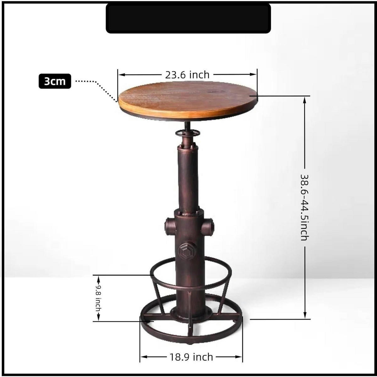 BARTISCH Vintage Hydrant Design höhenverstellbar 97-112 cm - Braun, Holz (60.2/60.2/112.8cm)