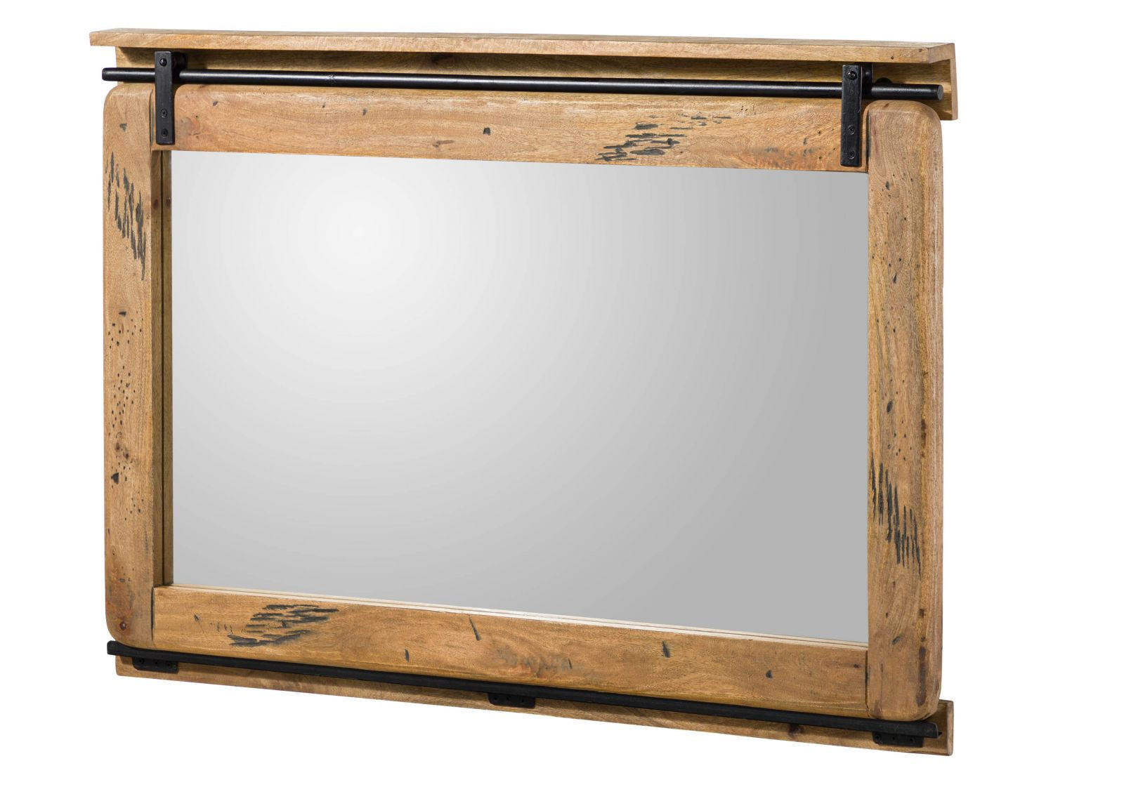 SPIEGEL Mango 114x6x80 natur lackiert RAILWAY #178 - Braun, Holz (114/80/6cm) - Massivmoebel24