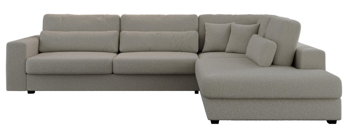 ECKSOFA Savona Grau Boucle - rechts - Schwarz/Grau, Kunststoff/Textil (249/316cm) - MKS