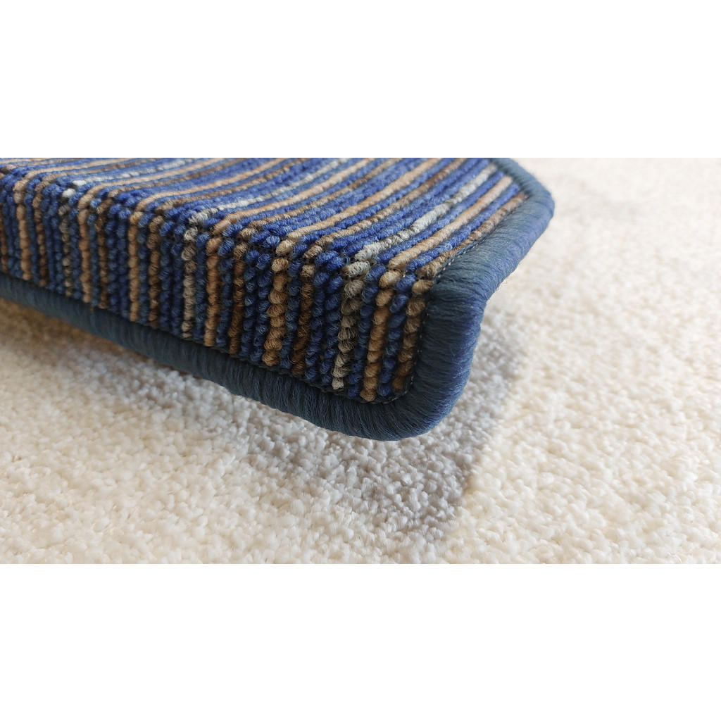 Thumbnail - oKu-Tex Stufenmatte, Blau, Braun, Beige, Grau, Textil, Gestreift, Rund, 65x4x24 cm, pflegeleicht, rutschfeste Unterfläch...