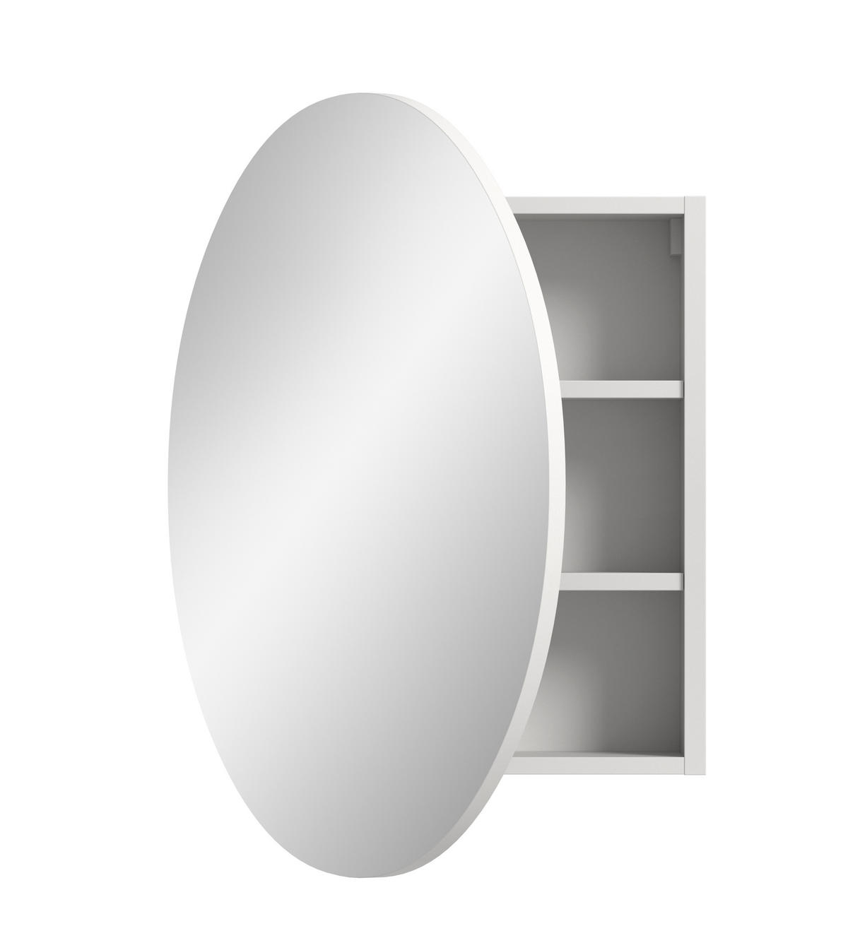 SPIEGELSCHRANK Riff Bad in weiß Nachbildung - modernes Design - B/H/T: 70x70x18 cm - Weiß, Holzwerkstoff (70/70/18cm)