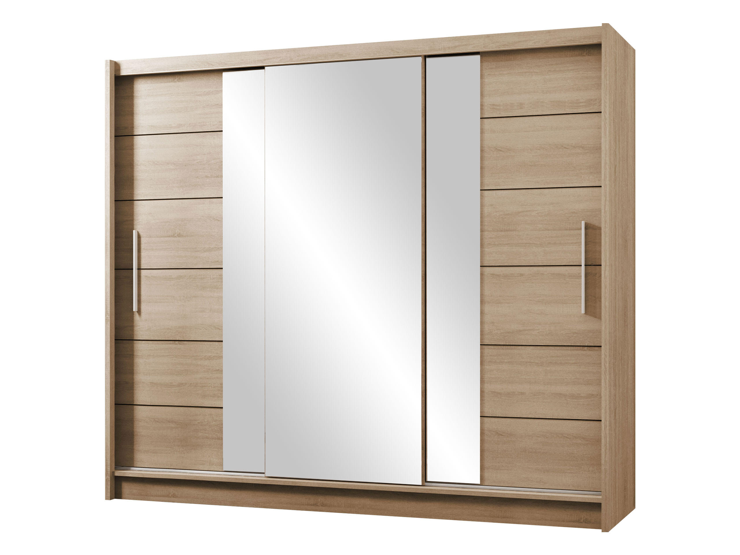 SCHIEBETÜRENSCHRANK Lizbona 250 II - Silberfarben/Sonoma Eiche, Holzwerkstoff/Kunststoff (250/215/61cm) - MIRJAN24