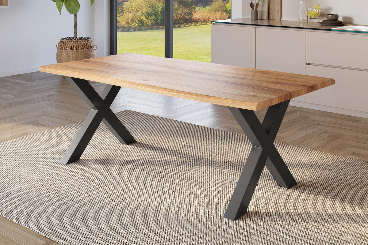 ESSTISCH JULIUS X - Wildeiche/Schwarz, Holz (100/200/77cm) - SAM