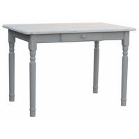 KOMA Esstisch KM417246 aus massivem Kiefernholz mit Schublade, 60 × 50 cm, Grau / Unbehandelt - Grau, Holz (50/75/60cm) - Koma