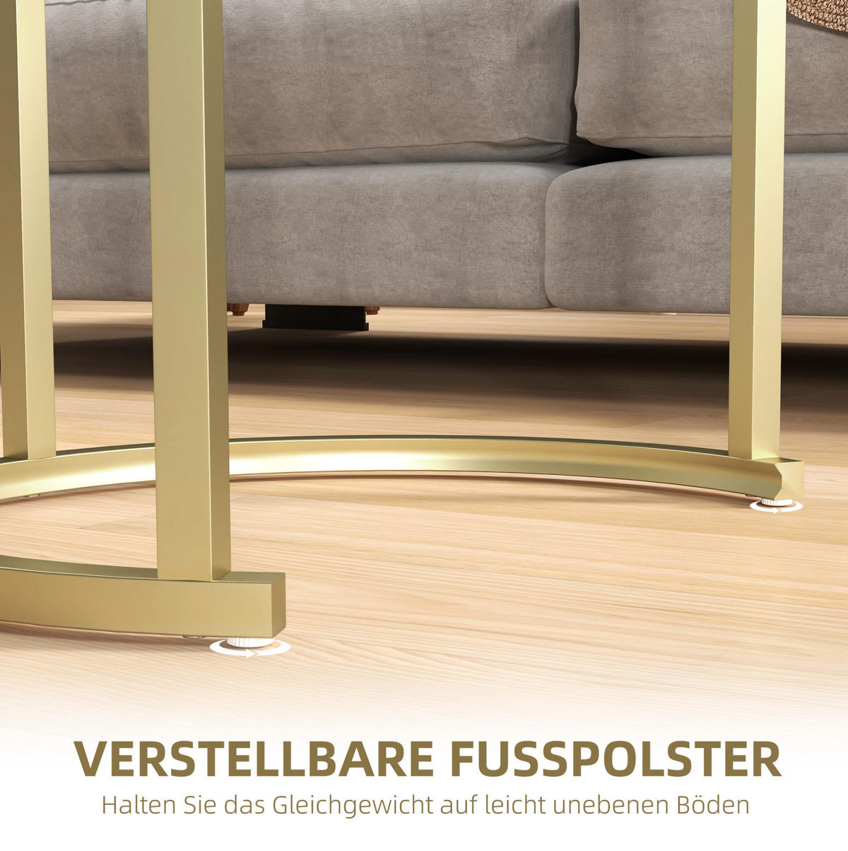 COUCHTISCH Ø50/60/36 cm Gold aus Stahl und Hartglas stapelbar - Goldfarben, Metall (50/50/50.5cm) - OKMYHOME