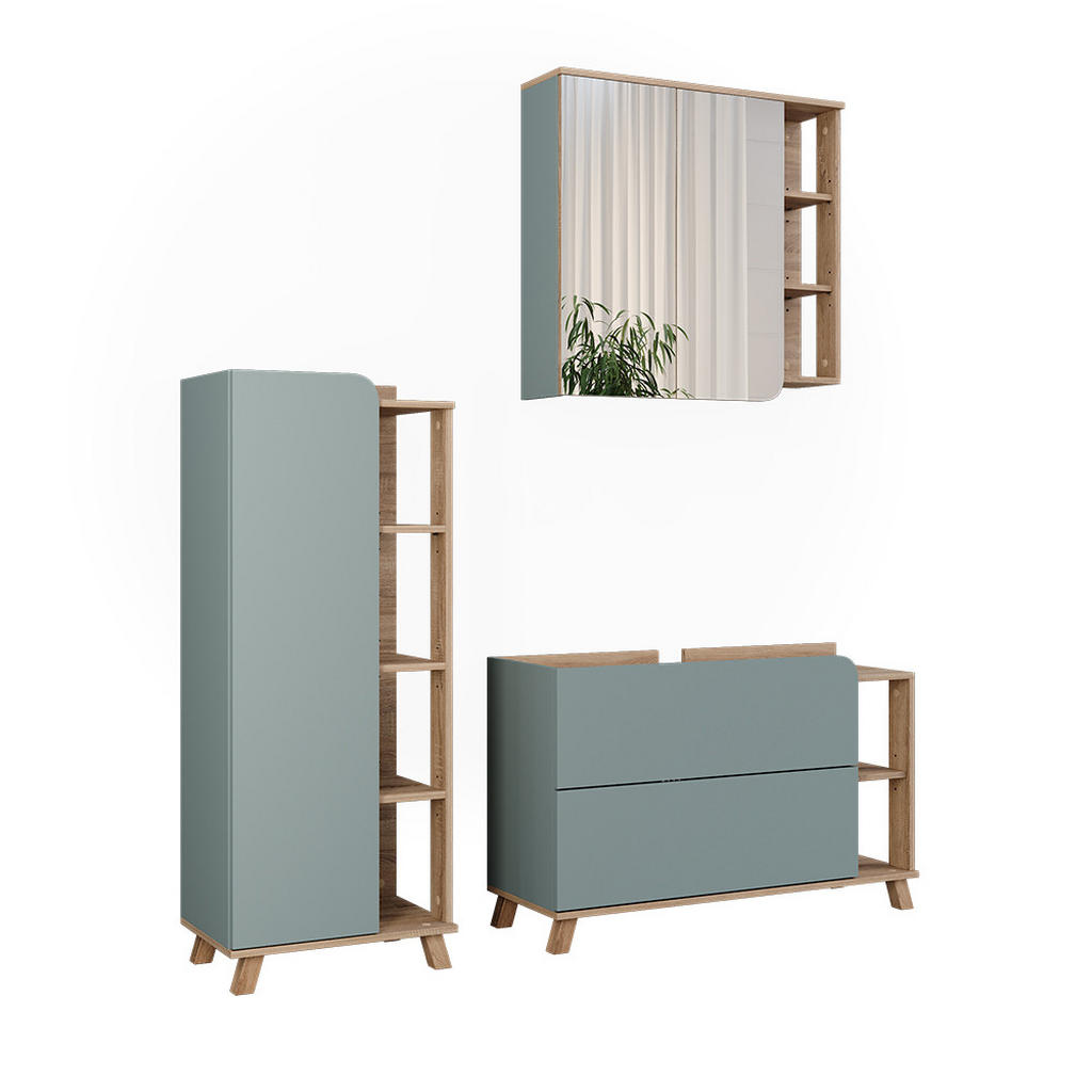 SET MOBILIER BAIE Karen, Sonoma/Albastru, 3 piese