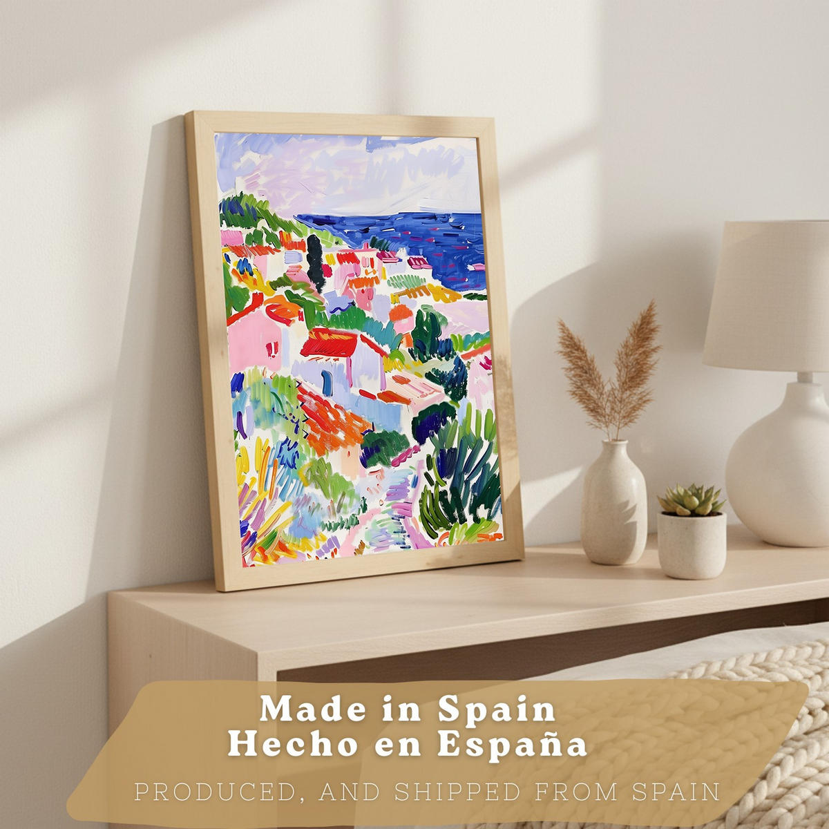 POSTER 3er Bilder-Set Wandbilder Maritim Blau modern Wohnzimmer Deko, Schlafzimmer, Küche, Badezimmer Leichter Holzrahmen A3 - Beige, Papier (29.7/1/42cm) - Nacnic