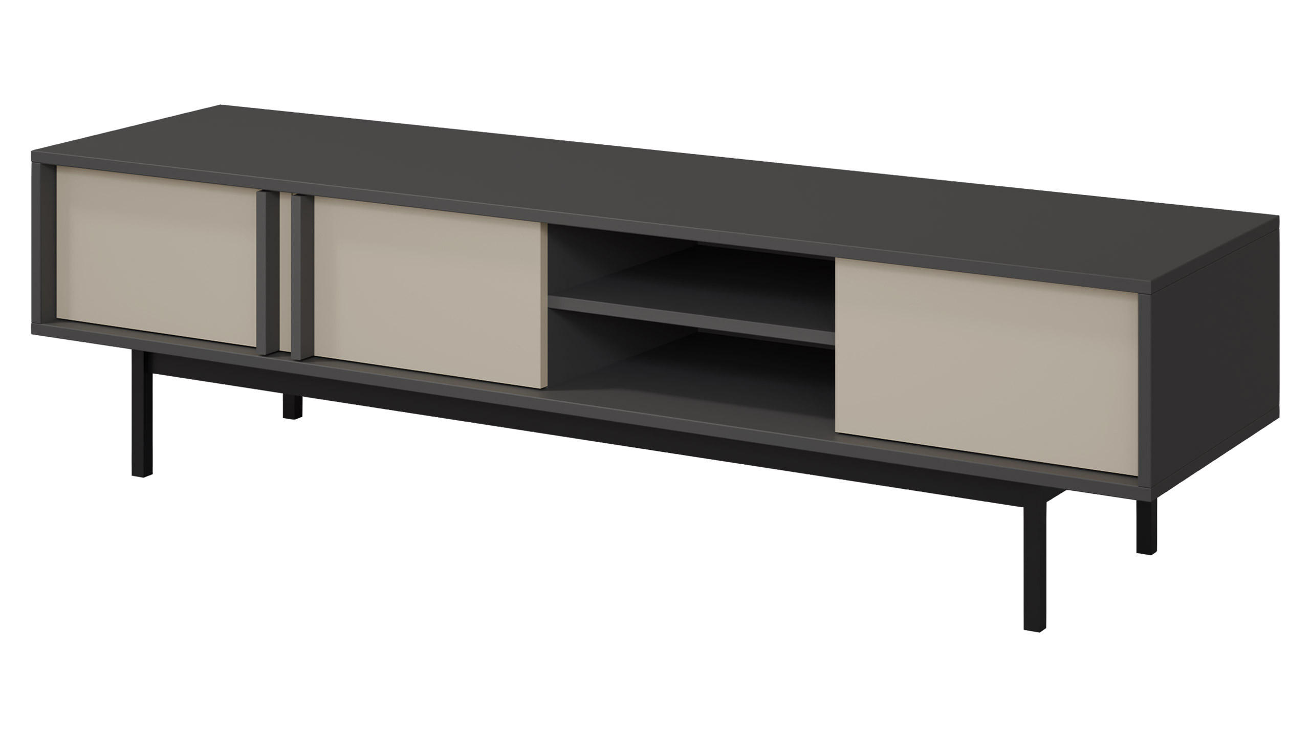 Mirjan24 Tv-Lowboard Anthrazit, Beige 163x43x43 cm