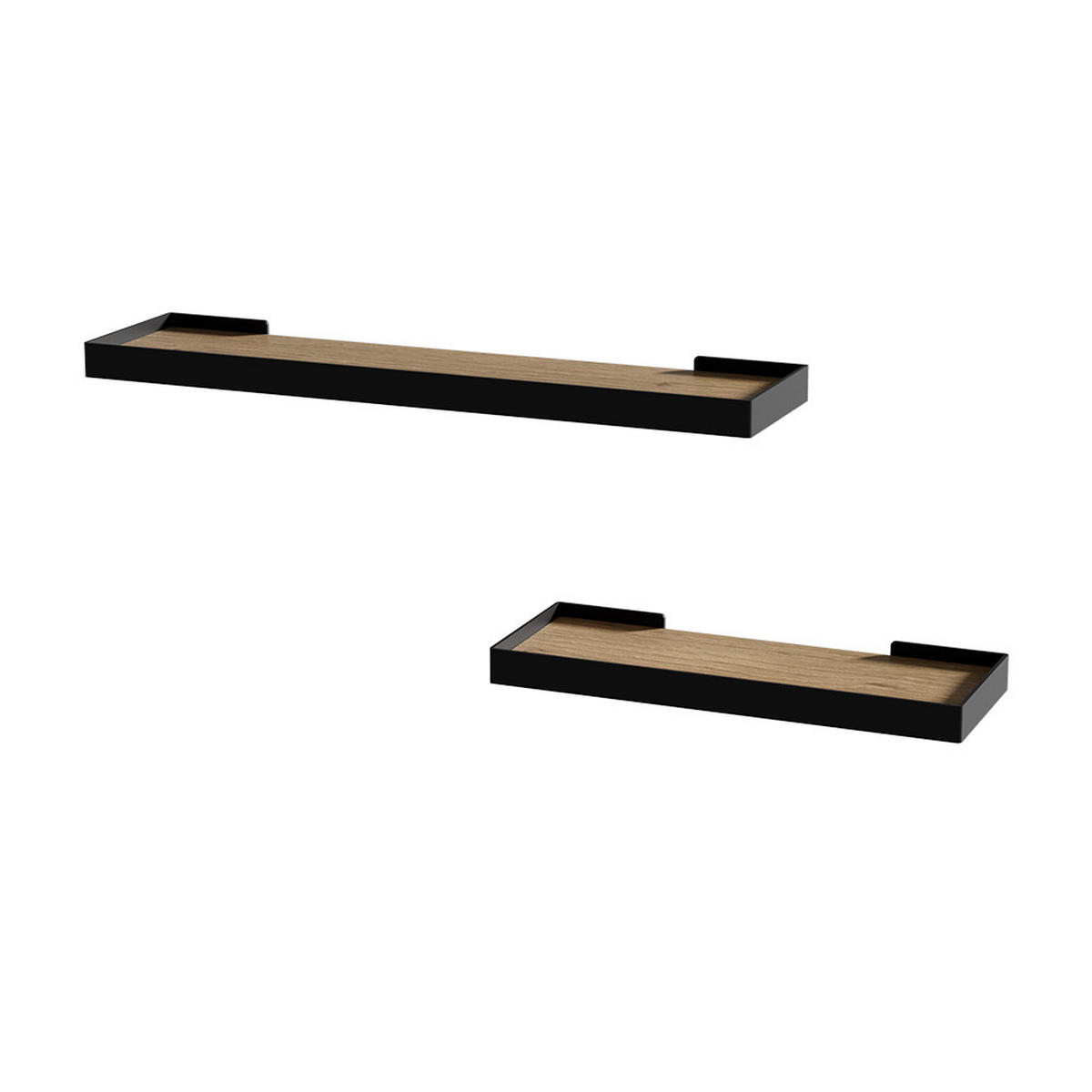 WANDREGAL Erni Schwarz/Eiche 60 x 3 cm 2er-Set - Eichefarben/Schwarz, Holzwerkstoff (60/3/15cm) - Vicco