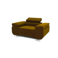 SESSEL WILD mit verstellbare Kopfstütze Velours Gold - Chromfarben/Goldfarben, Holz/Textil (138/100/101cm) - Muffo