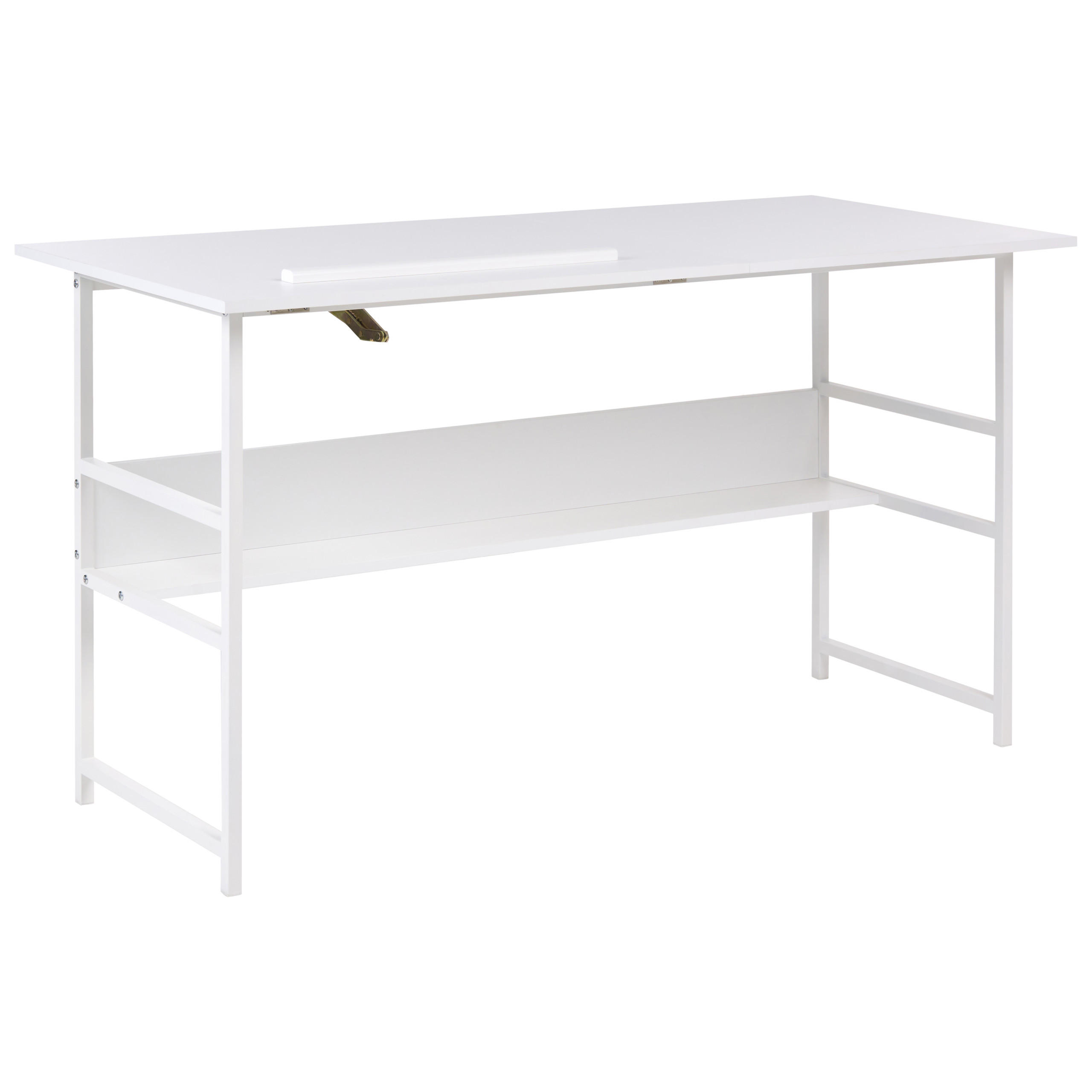 KRESLICÍ STŮL s sklopnou deskou stolu Bílý 140/60 cm Oran - bílá, kompozitní dřevo (60/140/76cm) - Beliani