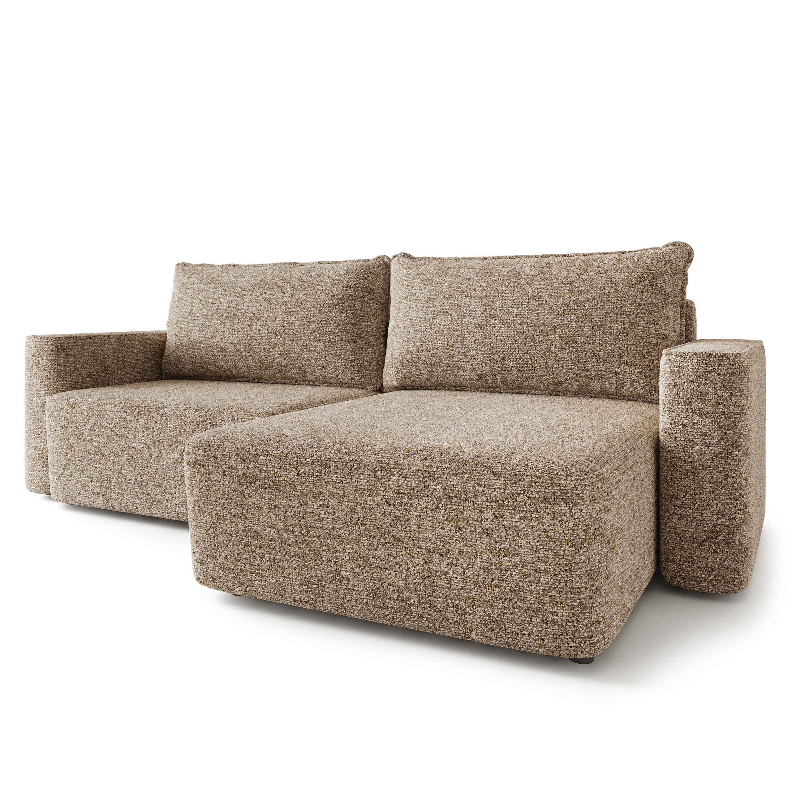 ECKSOFA BELISE BL Beige Chenille mit Schlaffunktion - Beige, Holz/Textil (252/162cm) - MASSENO