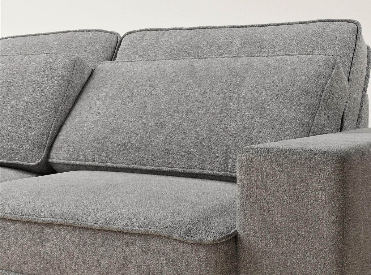 ECKSOFA Kirou Beige grau Chenille-Stoff - Links Seite - Greige/Schwarz, Holz/Holzwerkstoff (225/311cm) - Maison de Reve
