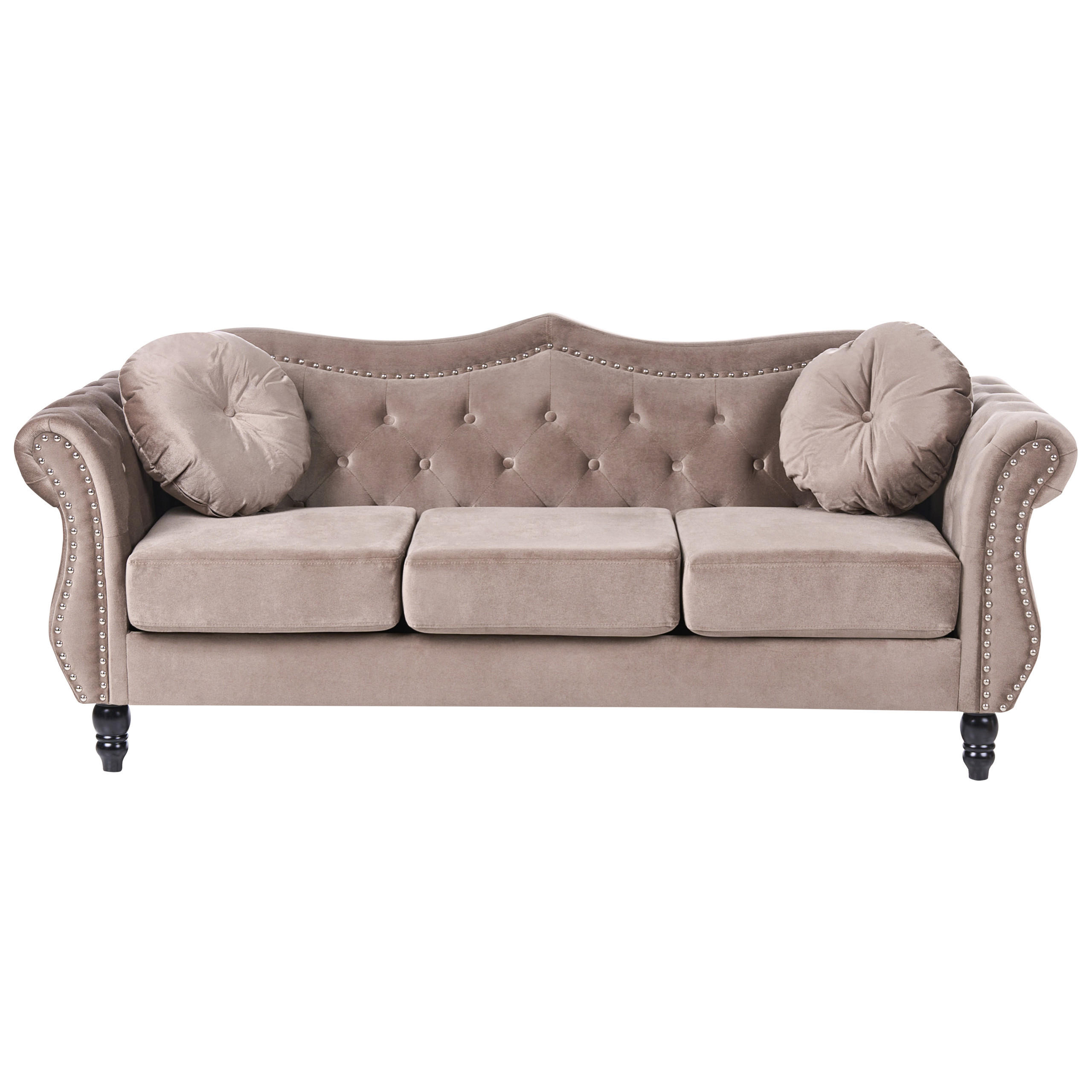 3-SITZER-SOFA Samtstoff Taupe Skien - Taupe, Textil (204/86/78cm) - Beliani