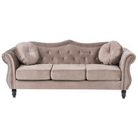3-SITZER-SOFA Samtstoff Taupe Skien - Taupe, Textil (204/86/78cm) - Beliani