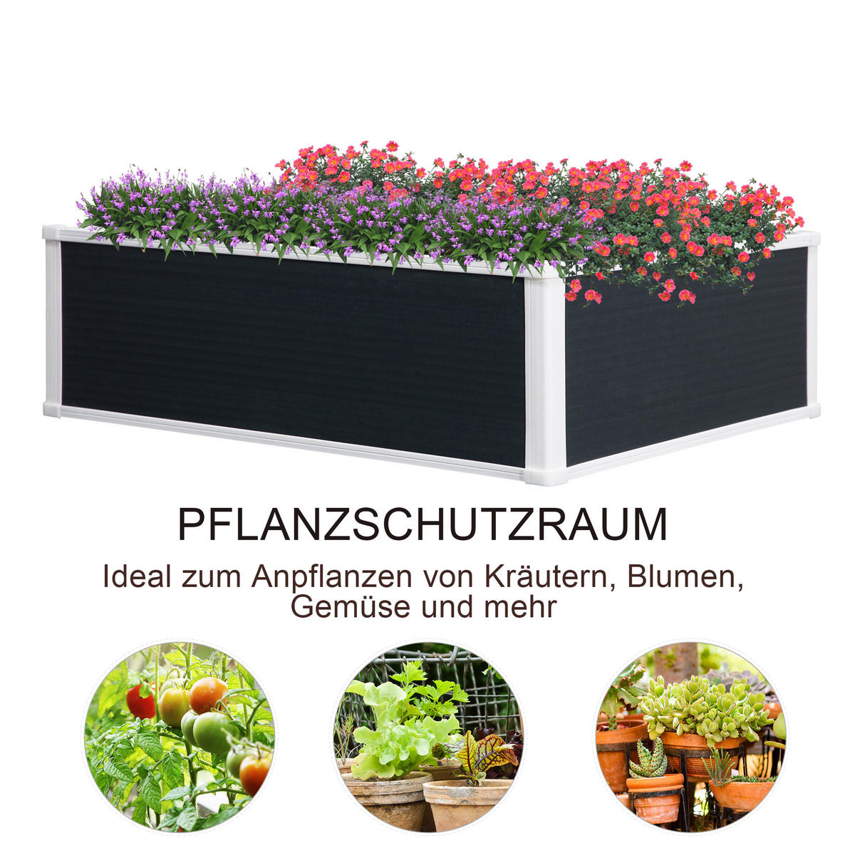 HOCHBEET, Grau, 100 x 80 x 30 cm - Grau, Kunststoff (80/30/100cm) - Outsunny