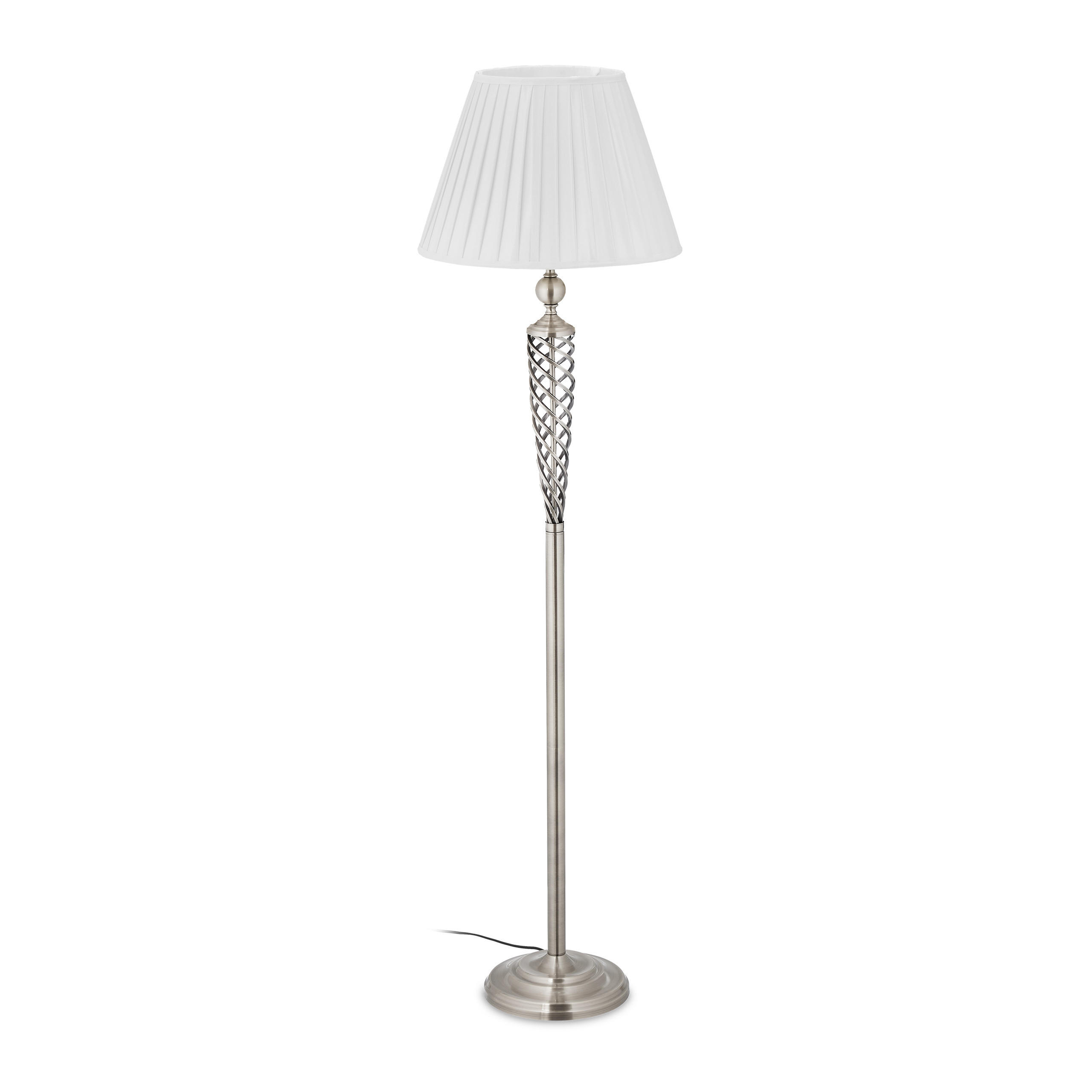 STEHLAMPE - Silberfarben, Kunststoff/Textil (42/42/157cm) - Relaxdays