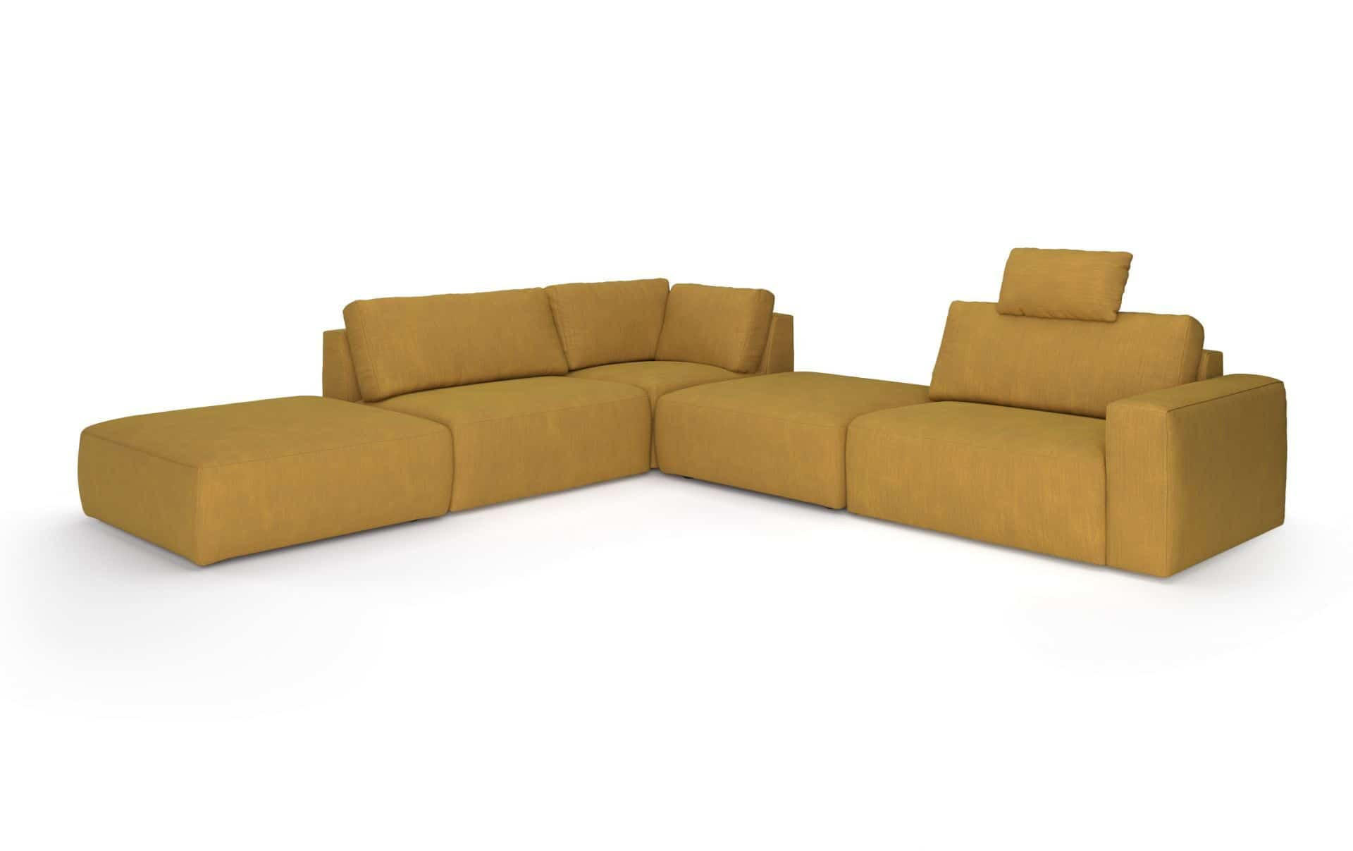 ECKSOFA hochwertige und außergewöhnliche Handwerkskunst - Gelb/Schwarz, Holz/Kunststoff (345/373cm) - Cotta