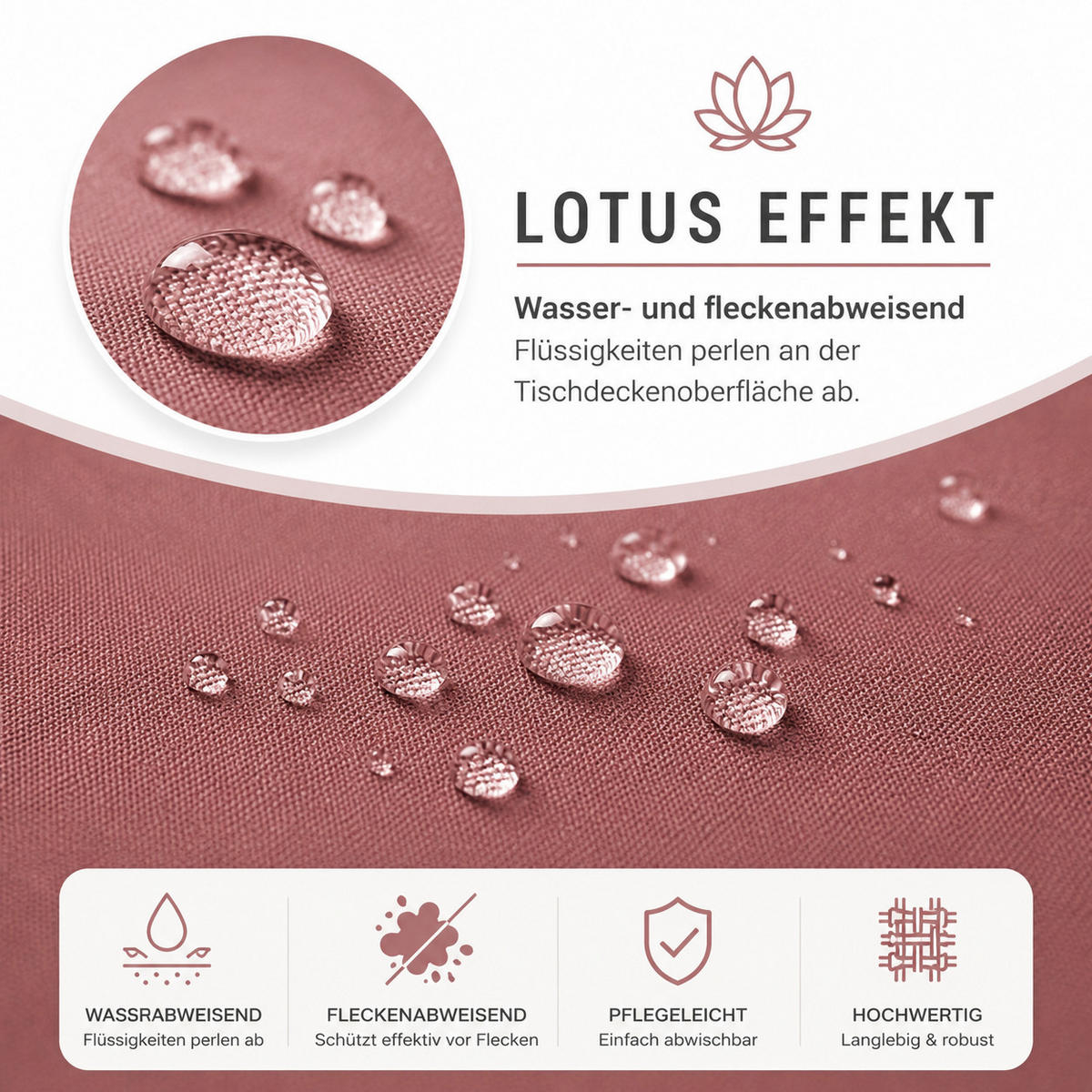 TISCHDECKE Leinenoptik 90/90 cm eckig altrosa - Altrosa, Kunststoff (90/90cm) - TiborTex