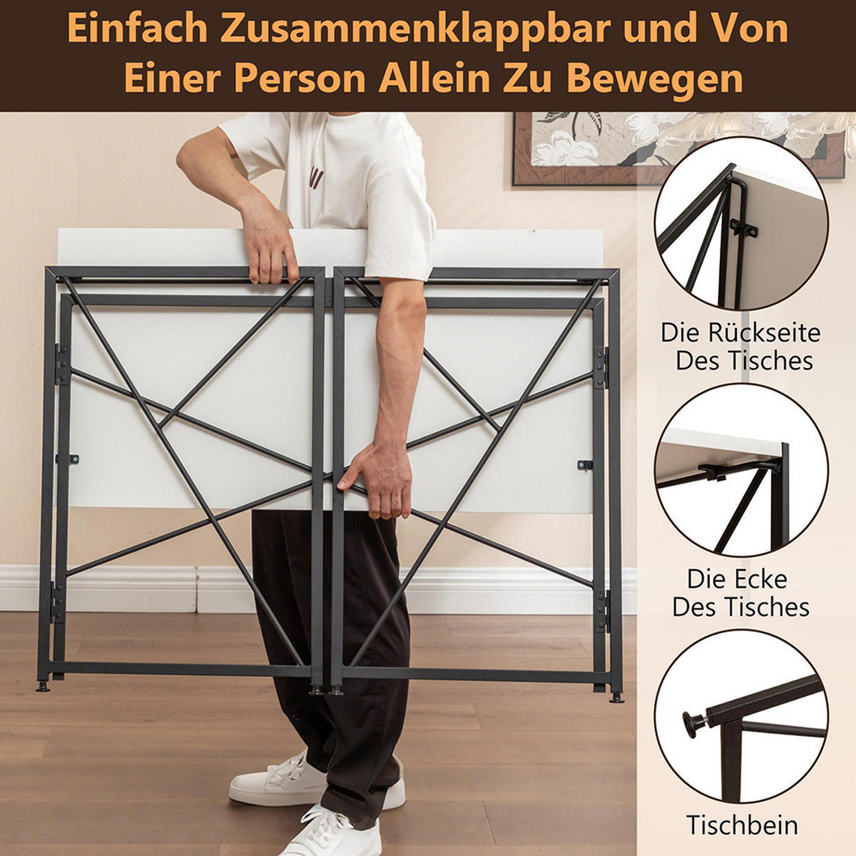 SCHREIBTISCH 99x50x75cm- Weiß - Weiß, Holz/Metall (99/50/75cm) - KOMHTOM