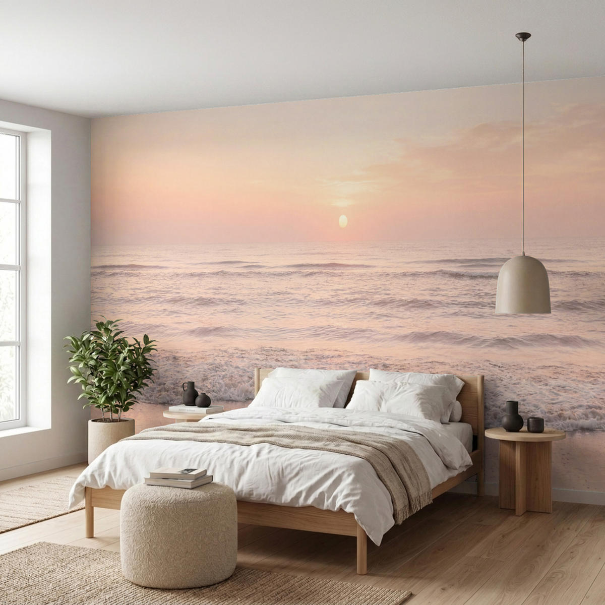 TAPETE - Sonne - Strand - Rosa - 500x200 cm - Hellrosa, Papier (500/200cm) - OnlyWow