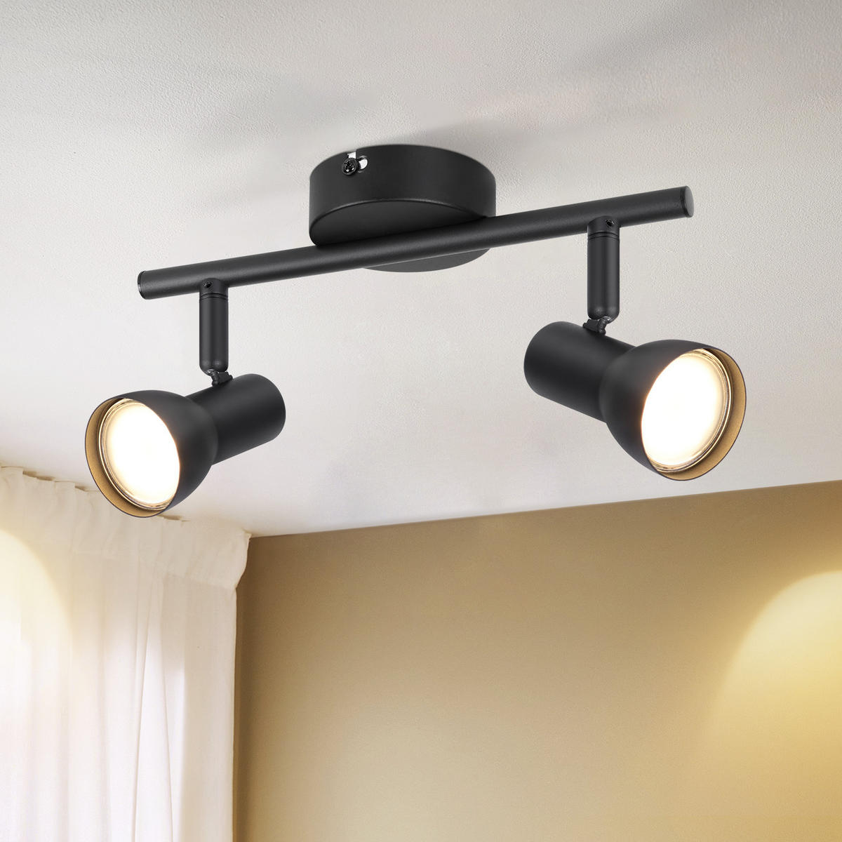 STRAHLER 2 Flammig-GU10 8*15.5*25.5 - Schwarz, Metall (25.5/8/15.5cm) - ZMH